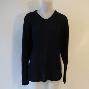 Mens Wilke Rodriguez Navy Blue Ribbed V-Neck Sweater L
